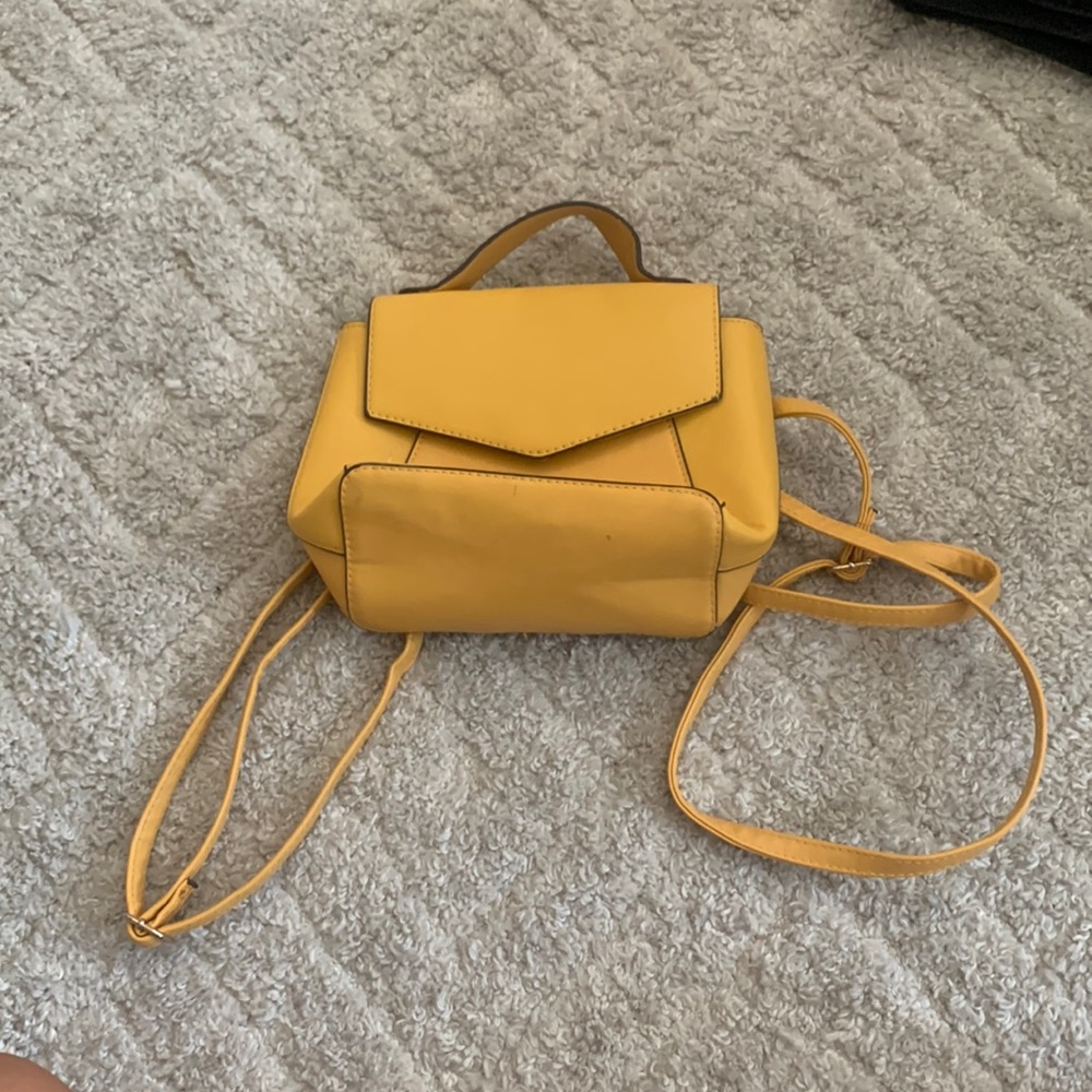 Mustard yellow backpack purse